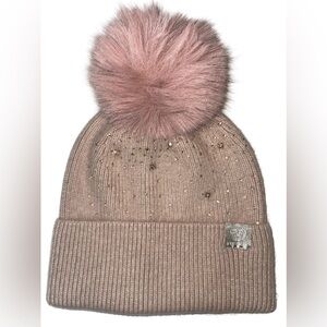 FURLUX Wool and Cashmere PomPom Blush Beanie
NWT